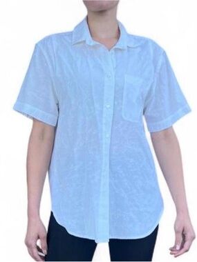 White Stag White floral embroidered button up shirt